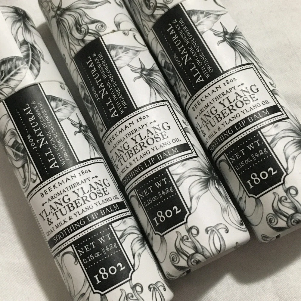 (3) Beekman 1802 Ylang Ylang & Tuberose Lip Balm .15 oz Goat Milk NEW IN BOX